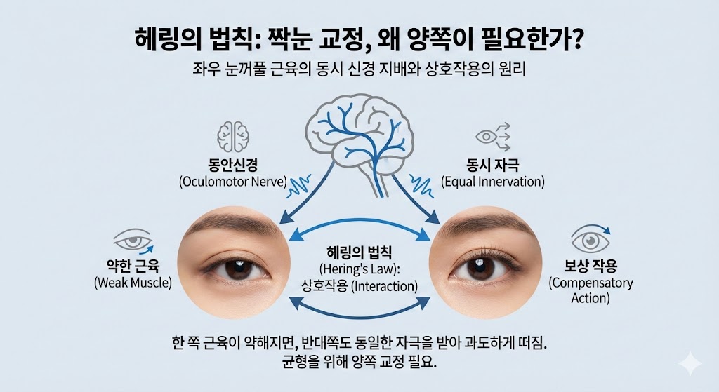 헤링의 법칙: 짝눈 교정, 왜 양쪽을 같이 처치하는 것이 필요할까?